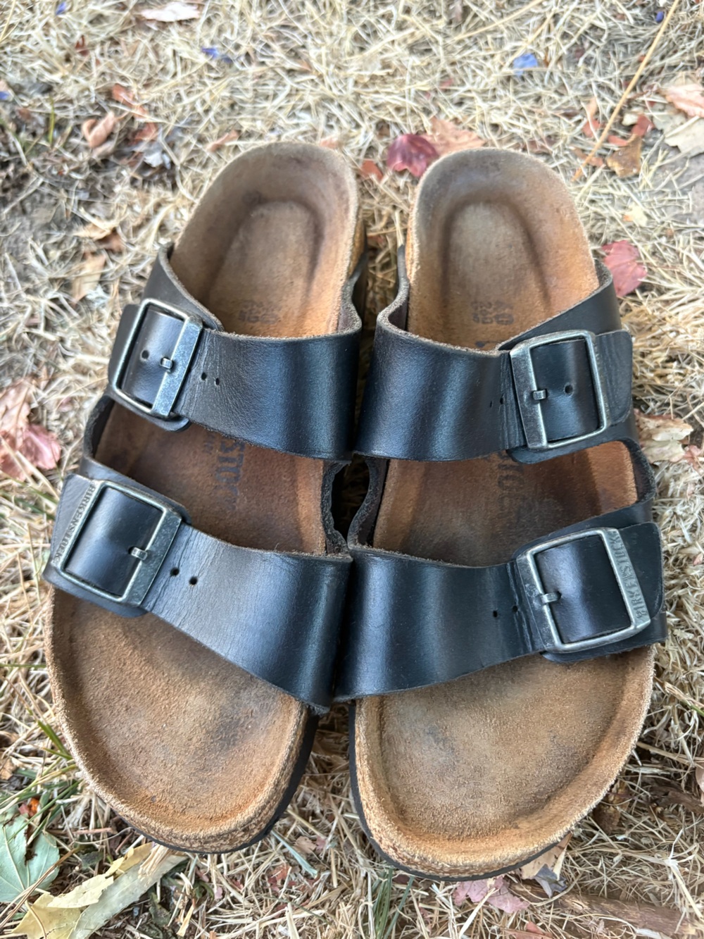 Birkenstock Men’s Black Double Strap Leather Sandals